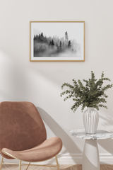 Black and White Misty Forest Poster