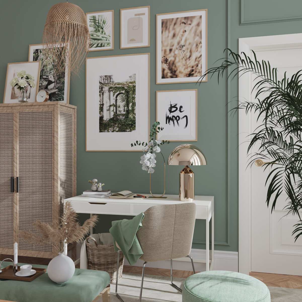 Home Living Room Work Office Entryway Decor Ideas Modern Wall Design Green Nature Animal Poster