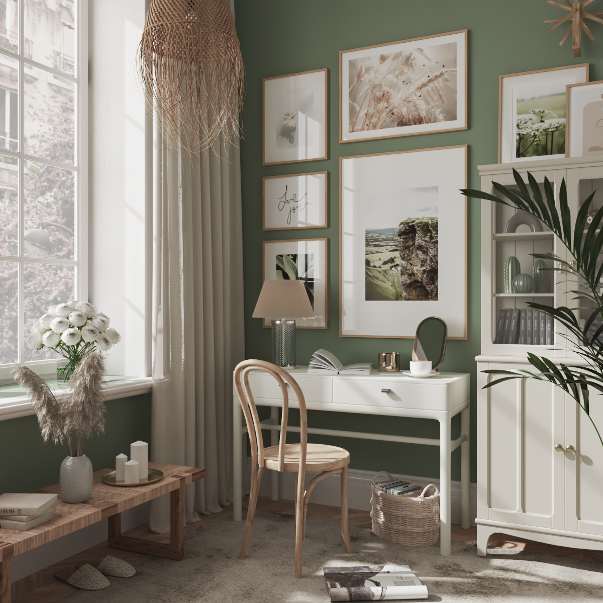 Modern Picture Green Wall Home Office Decor Ideas Living Room Design Nature Photography