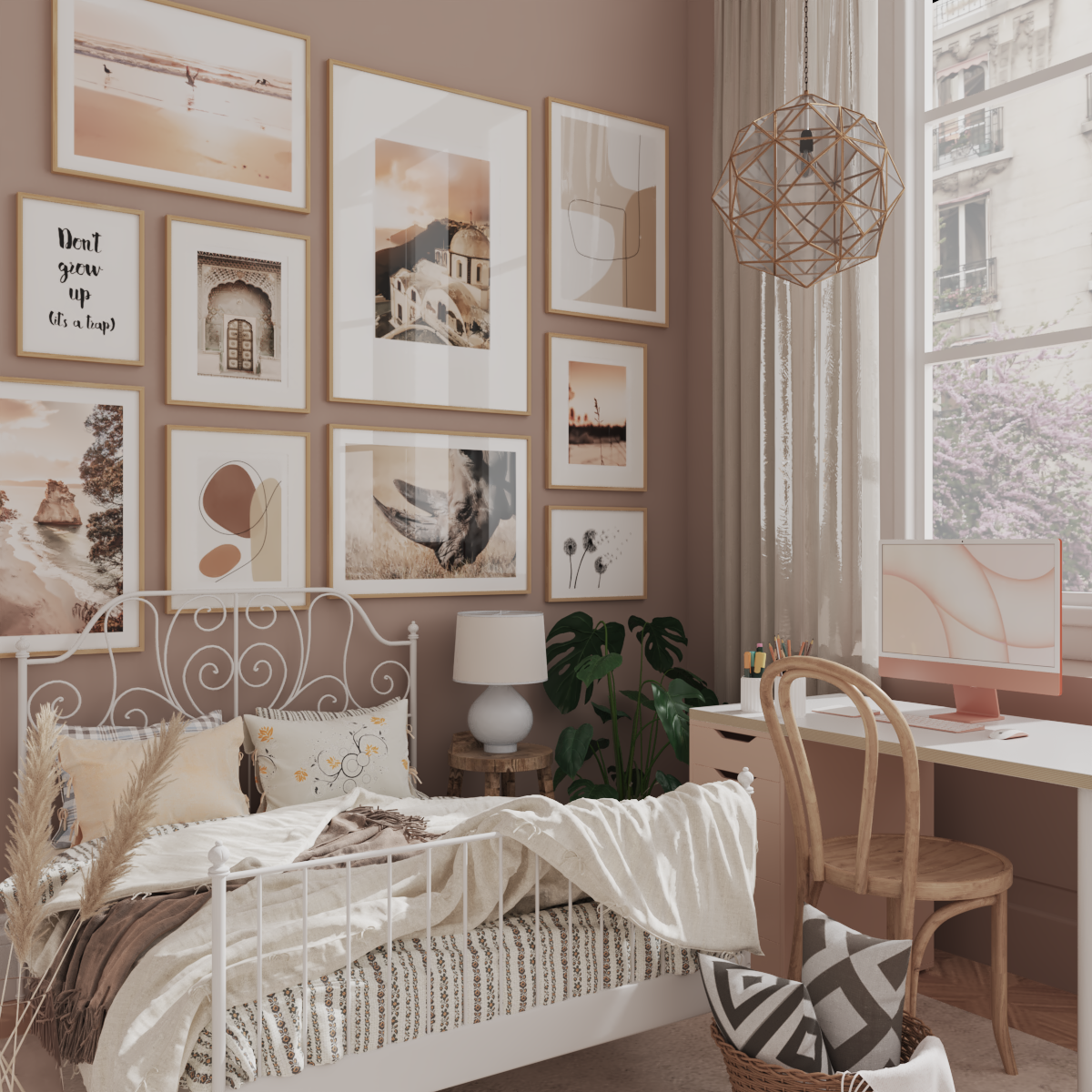 Large Wall Art Poster Modern Bedroom Office Decor Ideas Nature Orange Aesthetic Above Bed