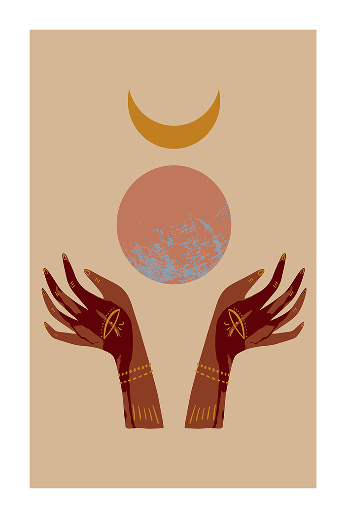 Hands Holding Moon Poster
