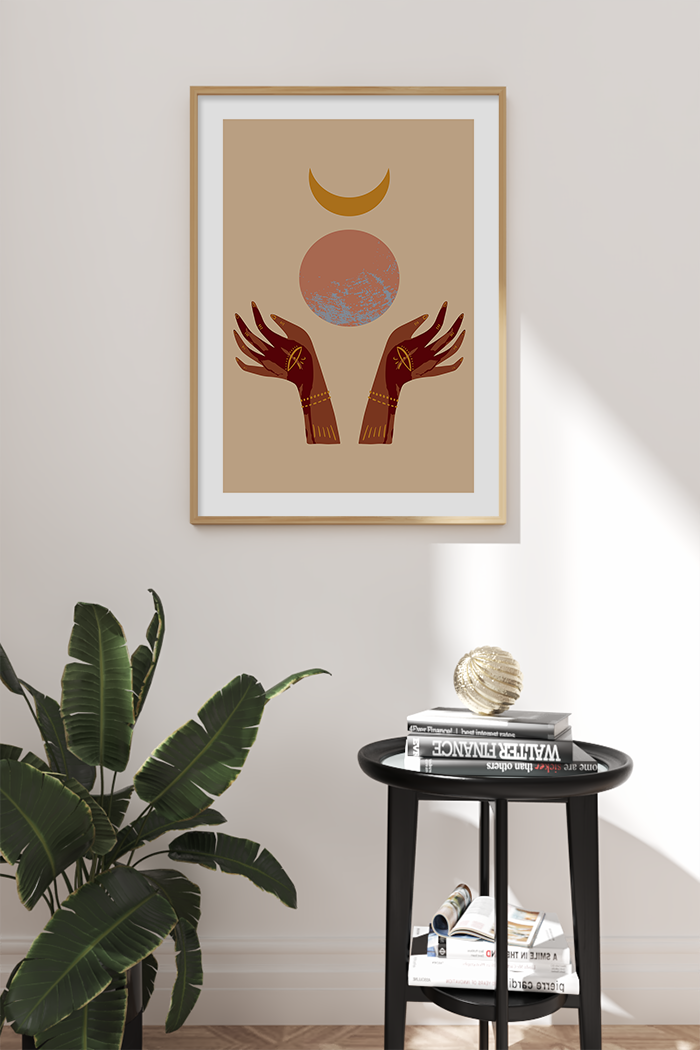 Hands Holding Moon Poster