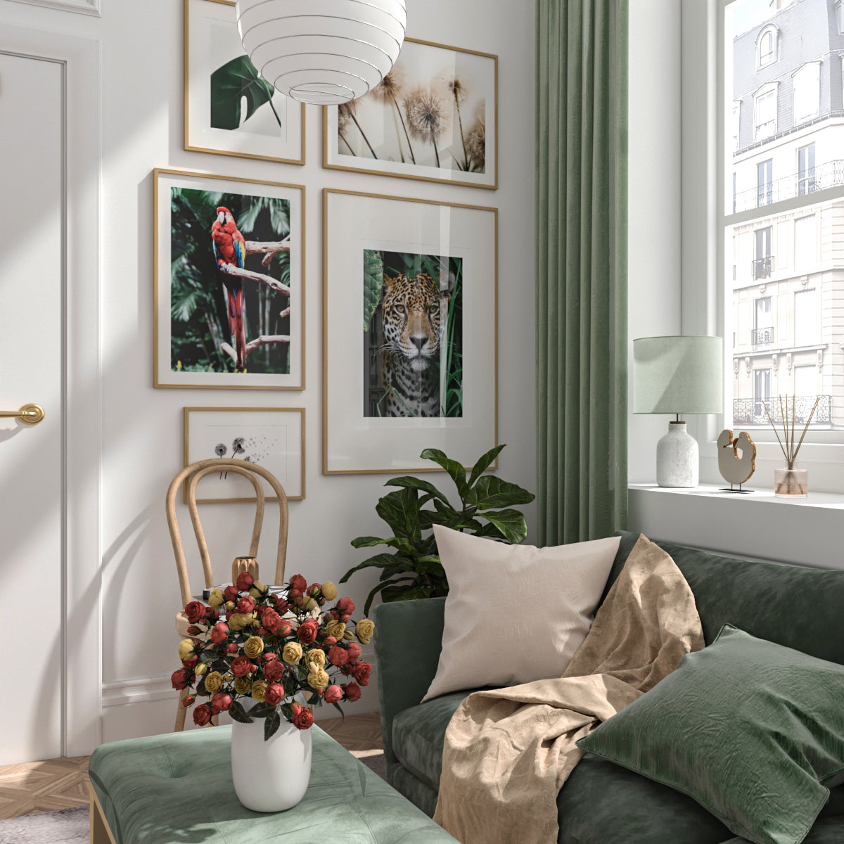 Gallery Wall Apartment Entryway Decor Animal Poster Modern Living Room Ideas Green Art