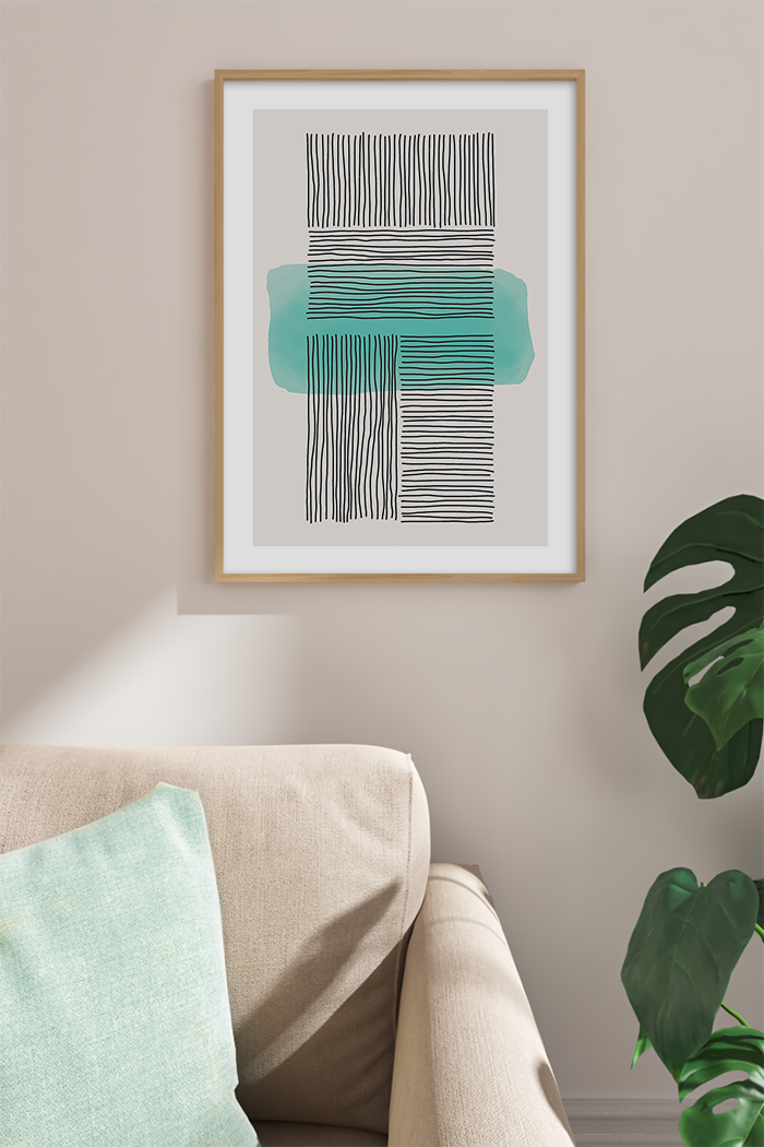 Abstract Cyan Line Poster