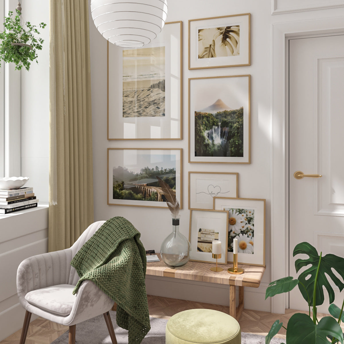 Green Modern Living Room Accent Wall Decor Nature Art Poster Remodel Home Pictures Wall