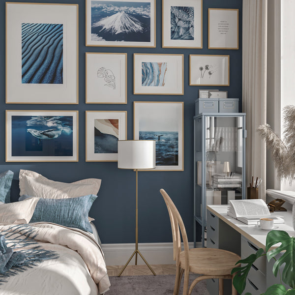 Modern Large Frame Poster Ocean Blue Wall Hanging Art Bedroom Work Office Nature Decor