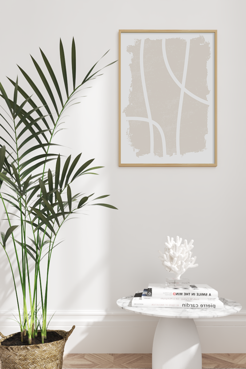 Beige Abstract Line Art Print No.2