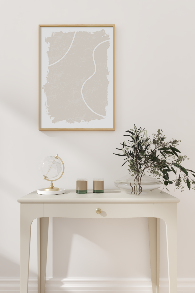 Beige Abstract Line Art Print No.5
