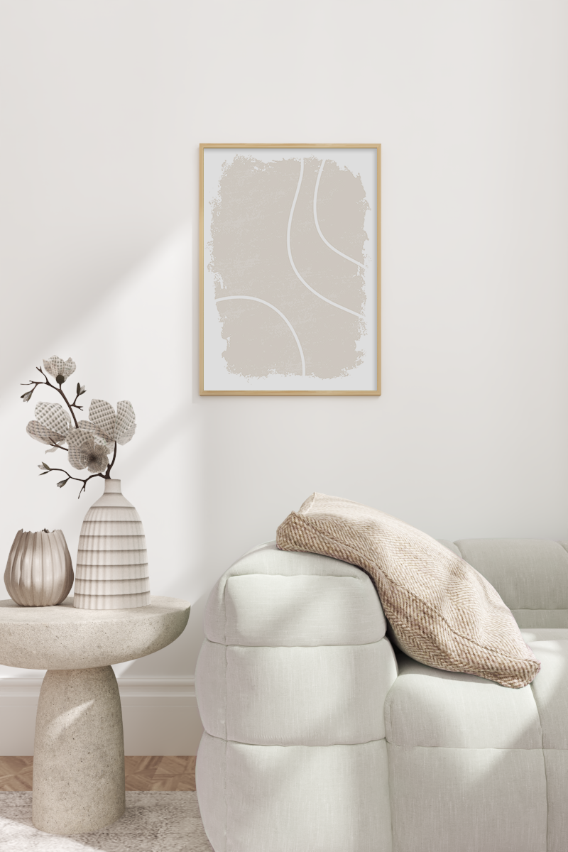 Beige Abstract Line Art Print No.6