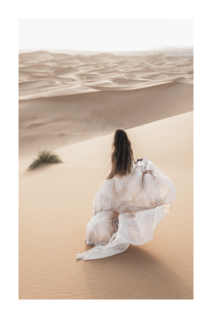 Girl Walking on the Desert Poster