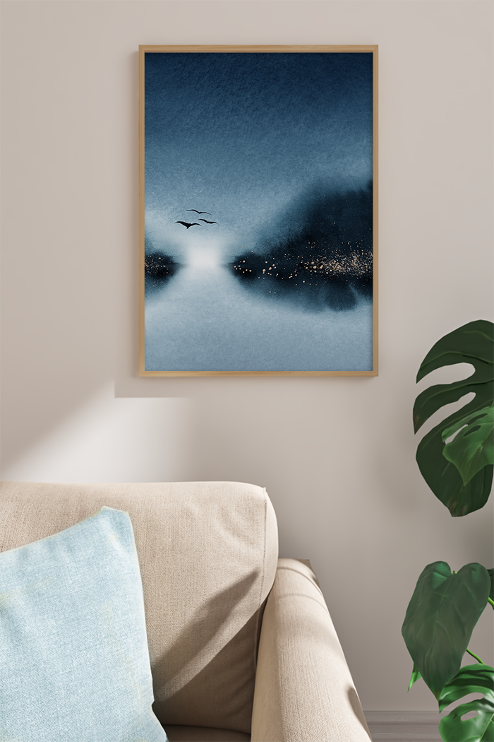 Abstract Dark Forest Lake Poster