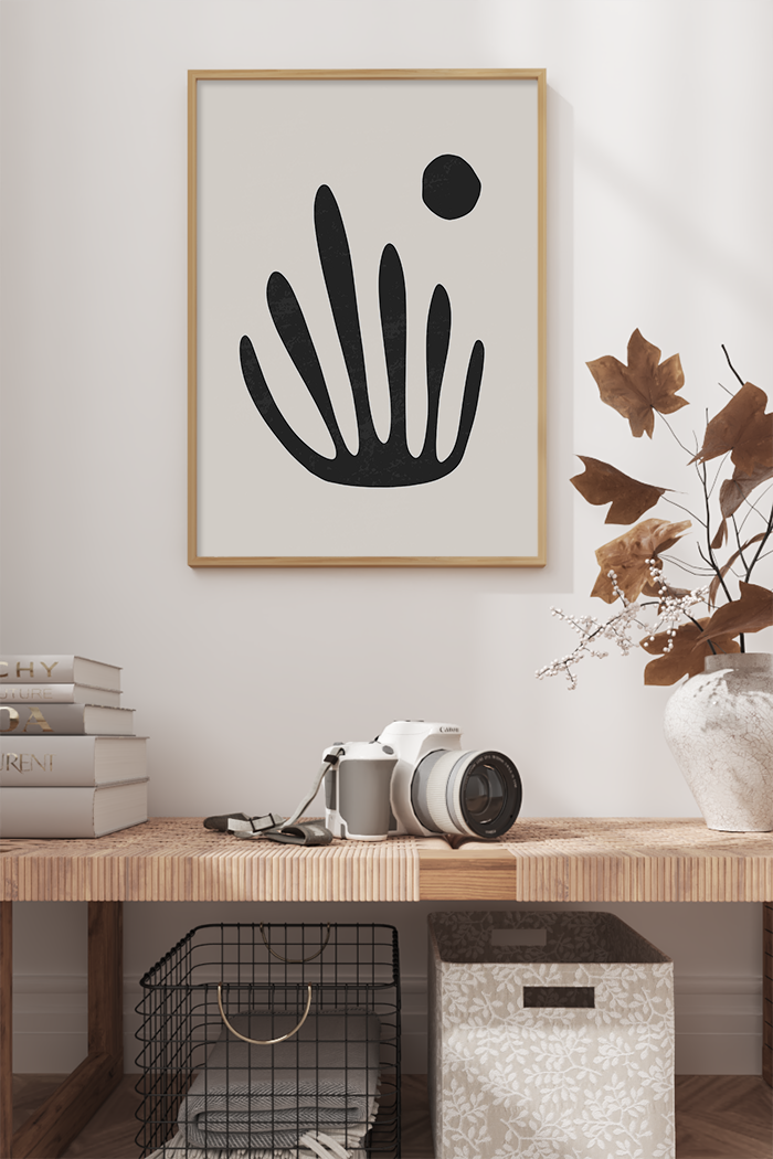 Abstract Black Leaf Art