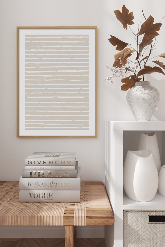 Beige Horizontal Line Poster