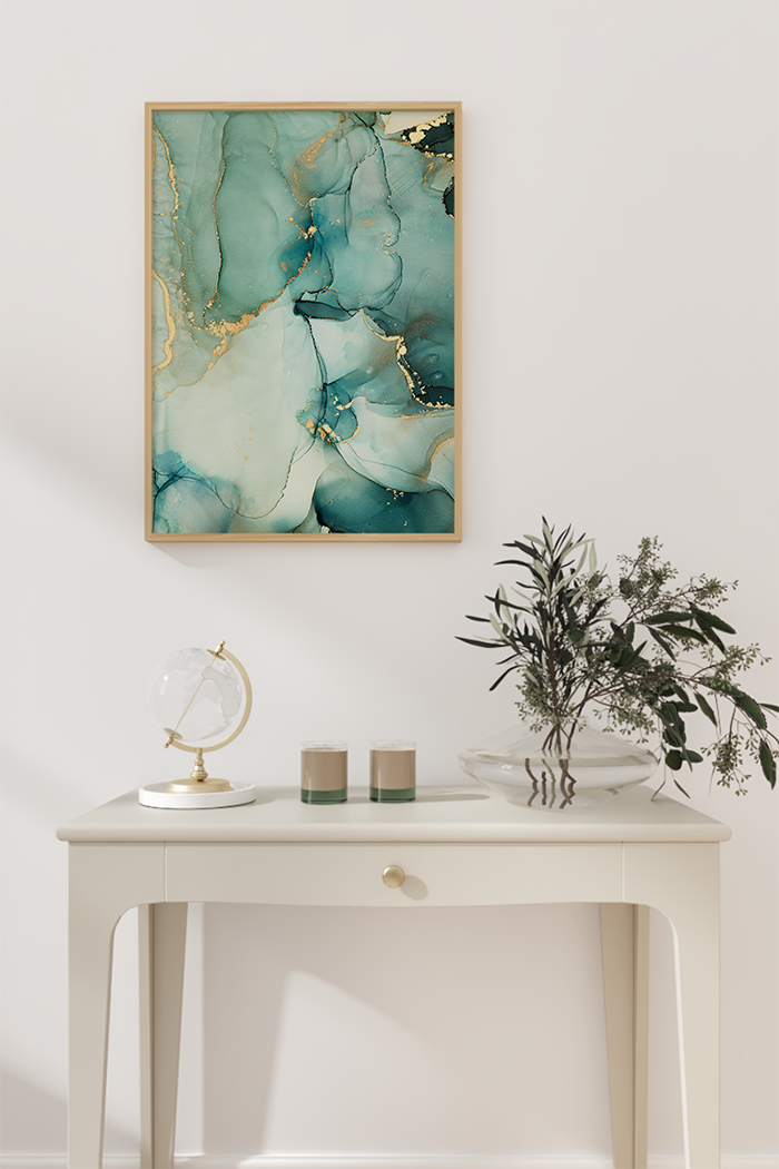 Watercolor Marble Green Poster