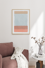 Beige Blue Orange Print