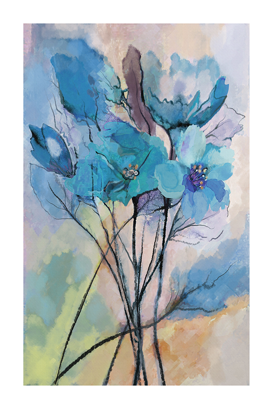 Watercolor Vintage Flowers Poster