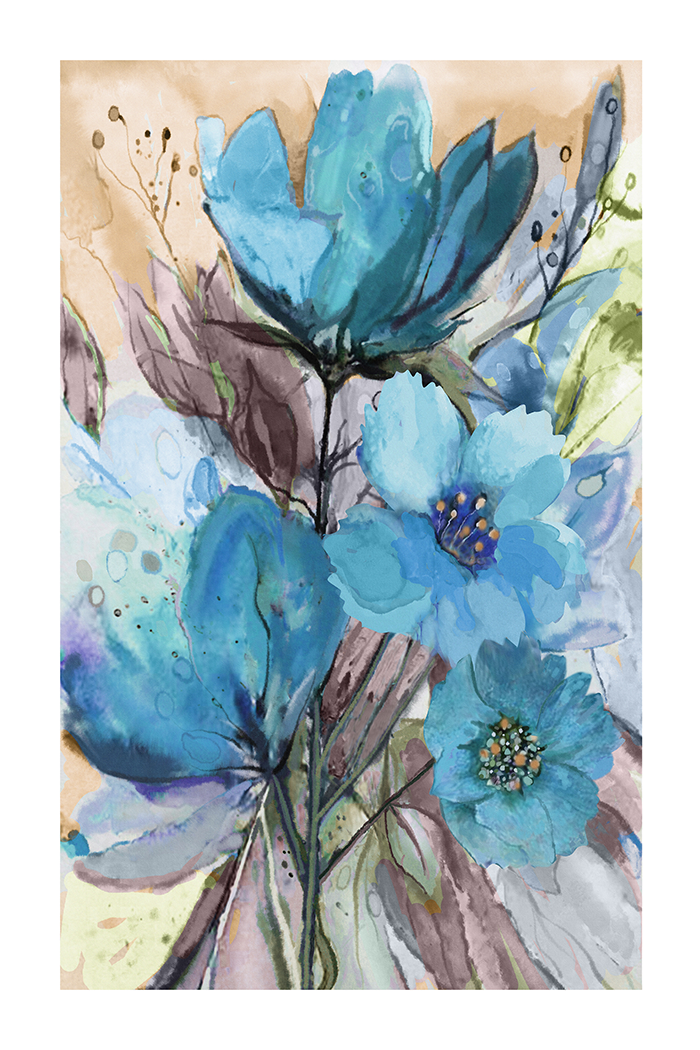 Watercolor Vintage Flowers Poster No.2