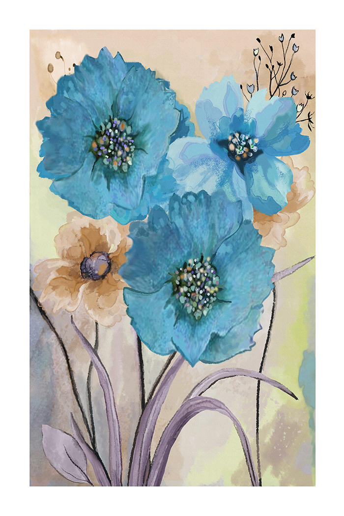 Watercolor Vintage Flowers Poster No.3