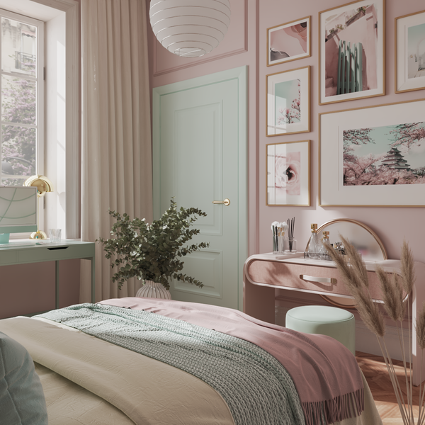 Photo Wall Modern Master Dressing Bedroom Decor Ideas Pink Teal Aesthetic Art Poster