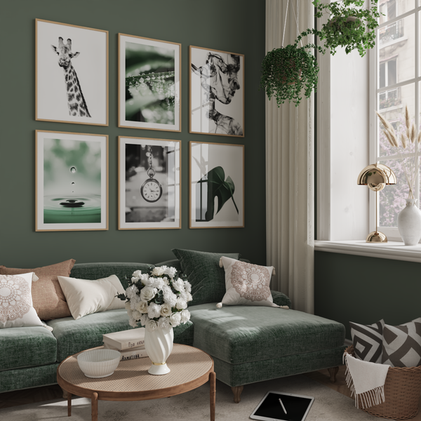 Modern Green Photo Wall Art Ideas Black and White Pictures Living Room Decoration Poster Animal Print