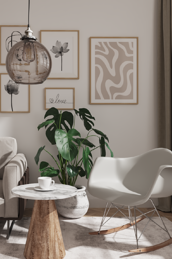 Beige Curve Line Poster