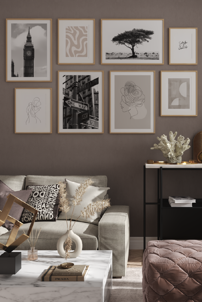 Beige Curve Line Poster
