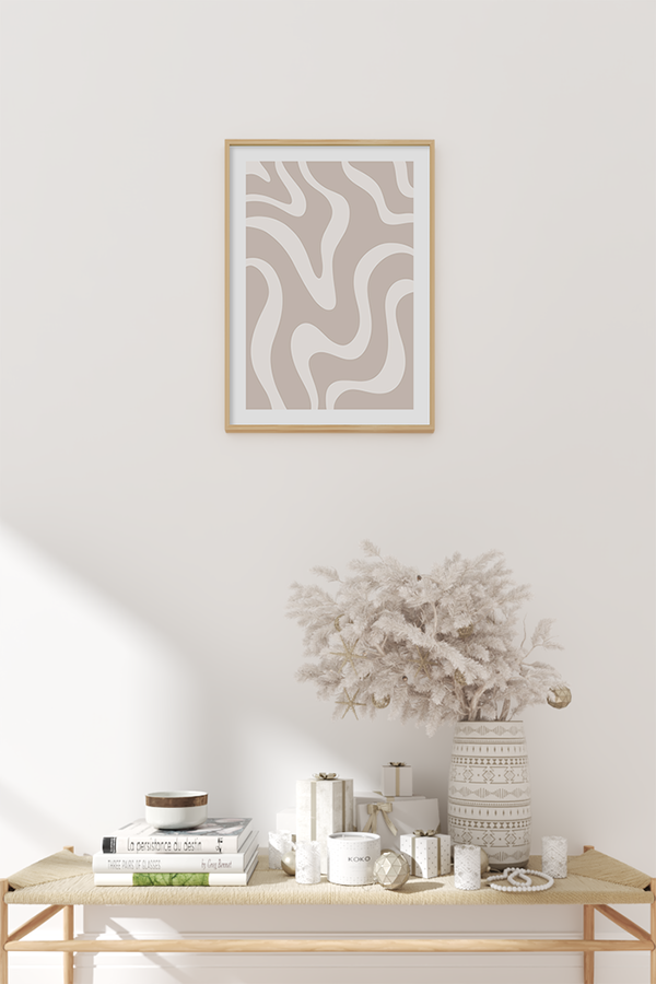 Beige Curve Line Poster