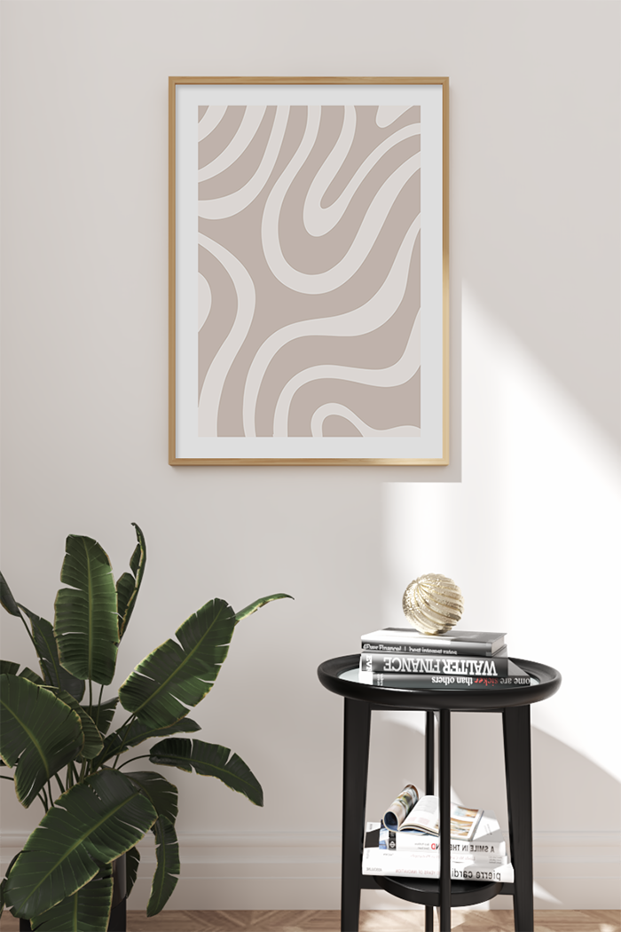 Beige Curve Line Poster No.2