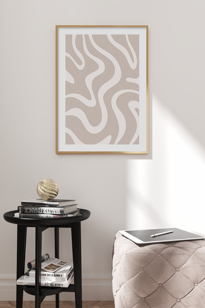 Beige Curve Line Poster No.3