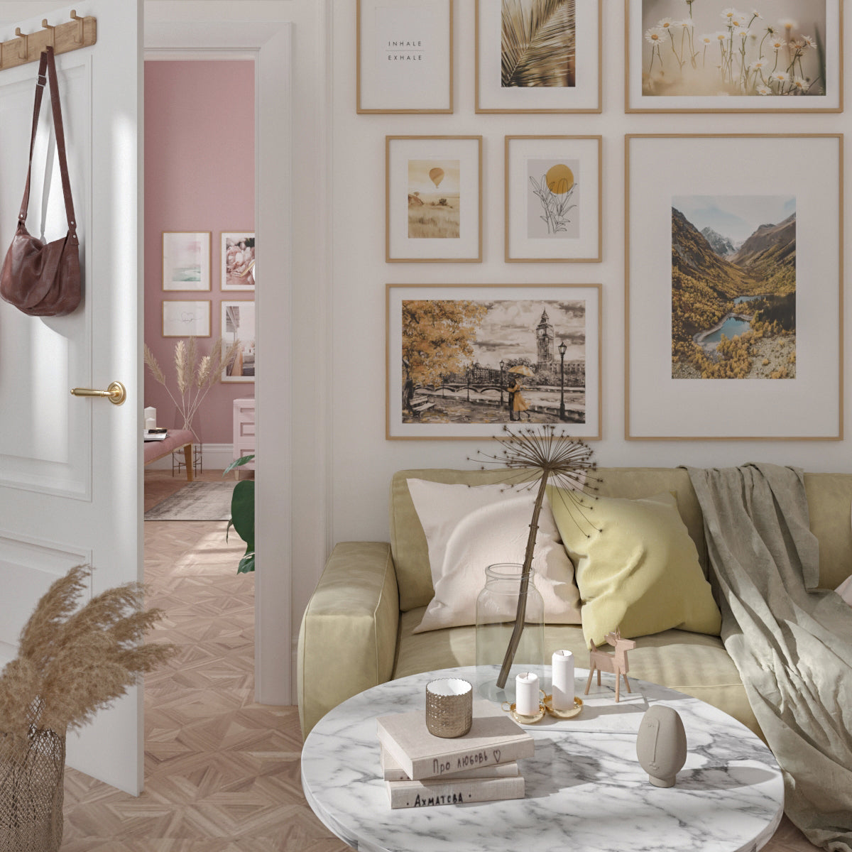 Gallery Wall Inspiration Living Room Fall Decor Nature Beige Wall Art Poster Home Ideas
