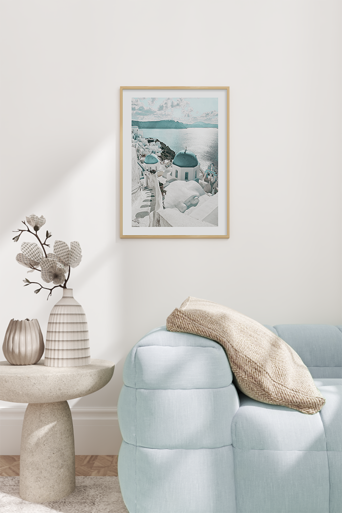 Cyan Santorini Poster