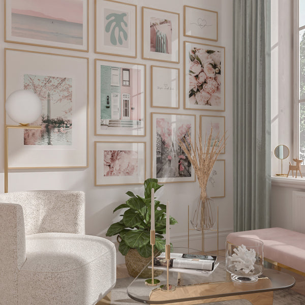 Modern Picture Wall Flower Love Poster Pink Pastel Living Room Decor Ideas Girl Women