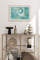 Cyan Marble Fluid Poster