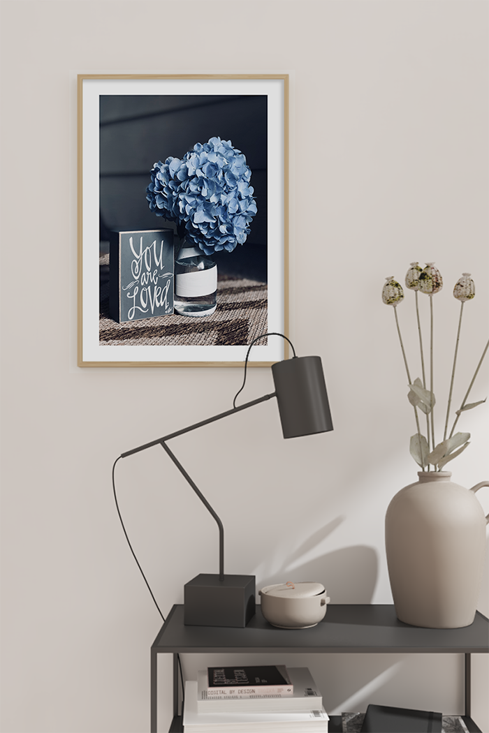 Blue Hydrangea Arrangement Poster