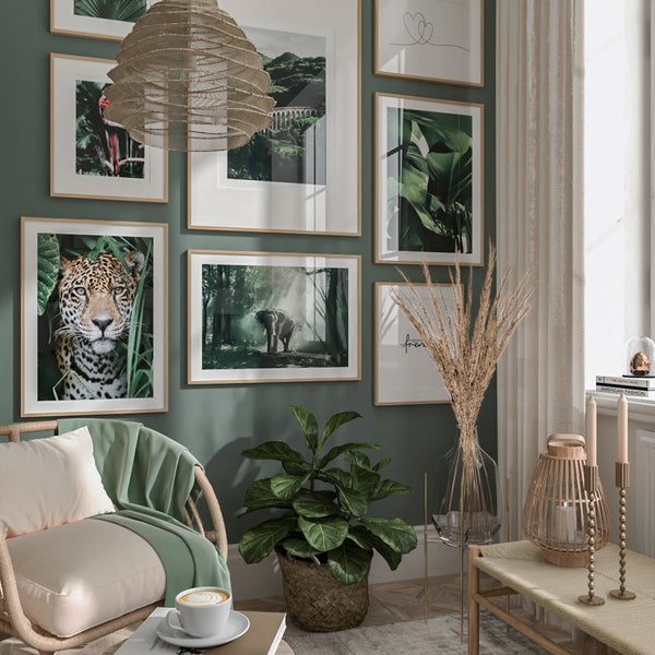 Home Photo Wall Green Decor Ideas Living Room Accent Ideas Forest Animal Print Artwork