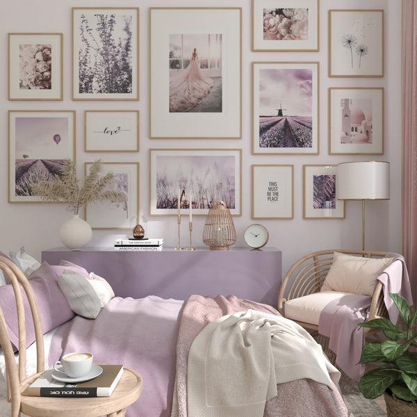 Purple Pink Teen Girl Master Modern Bedroom Wall Hanging Decor Flower Art Picture Glam Ideas