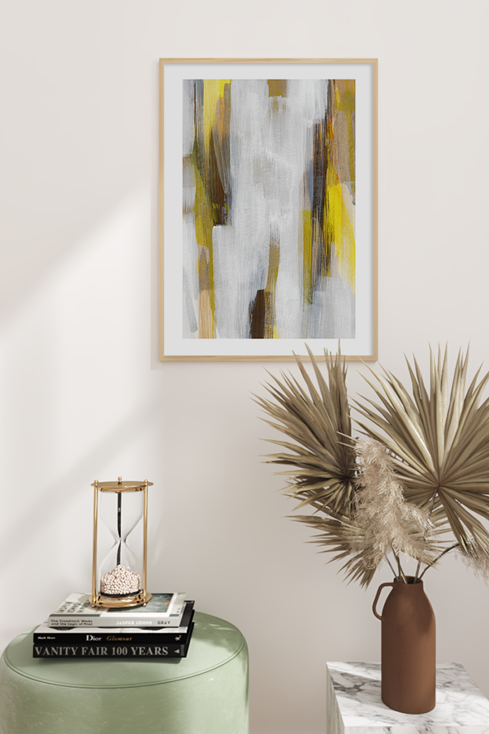 Yellow Beige Abstract Poster