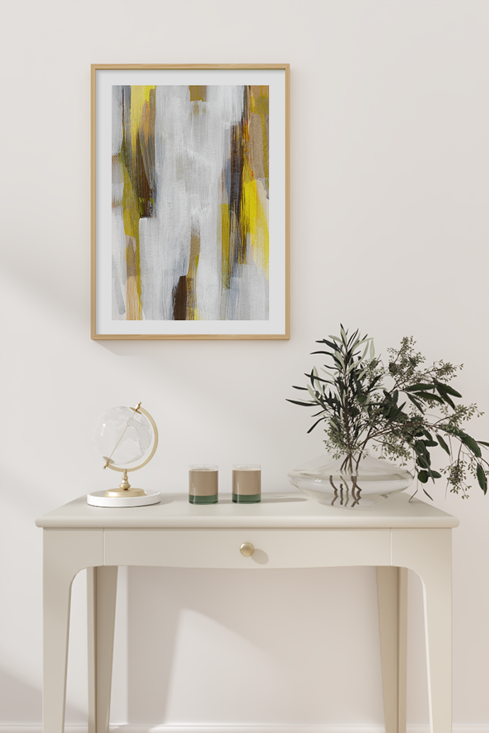 Yellow Beige Abstract Poster