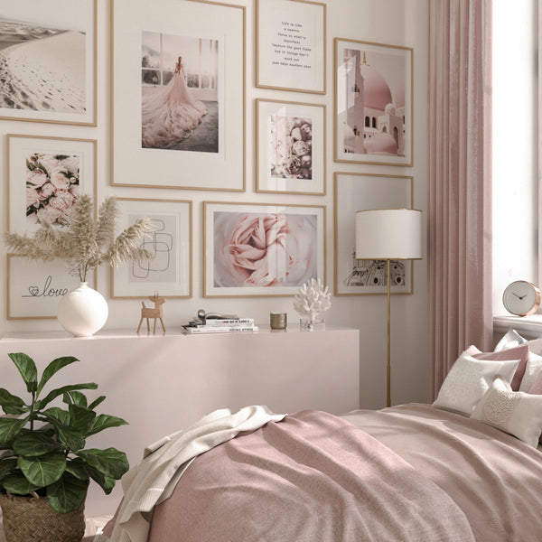 Romantic Pink Modern Guest Bedroom Decor Wall Art Poster Flower Print Teen Girl Room Ideas