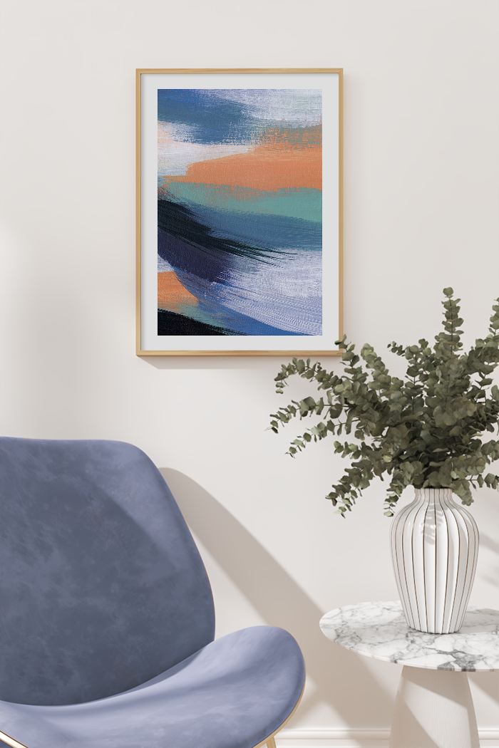 Abstract Blue Orange Poster