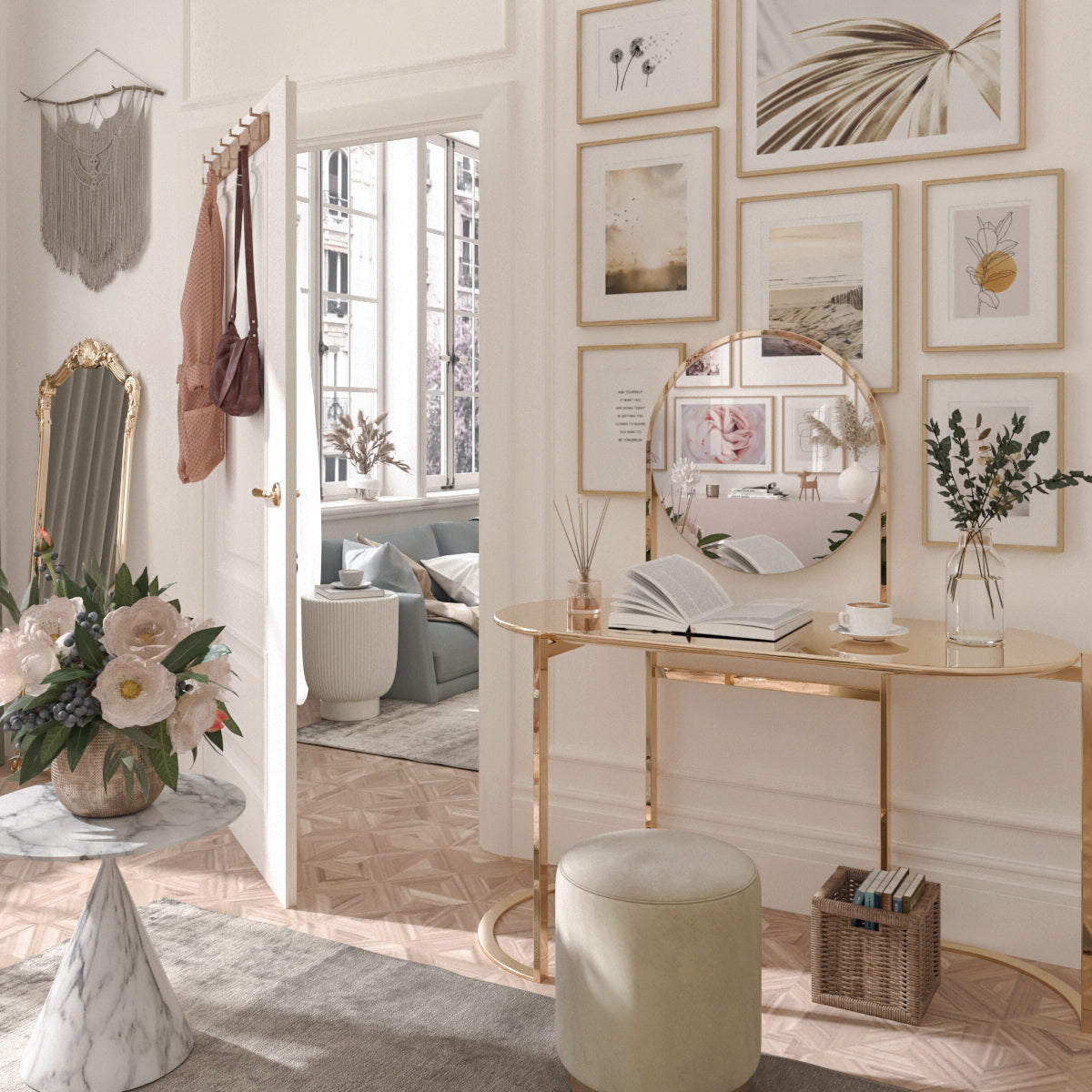 Modern Dressing Room Wall Art Ideas Glam Luxury Gold Botanical Poster Decor Girl Women
