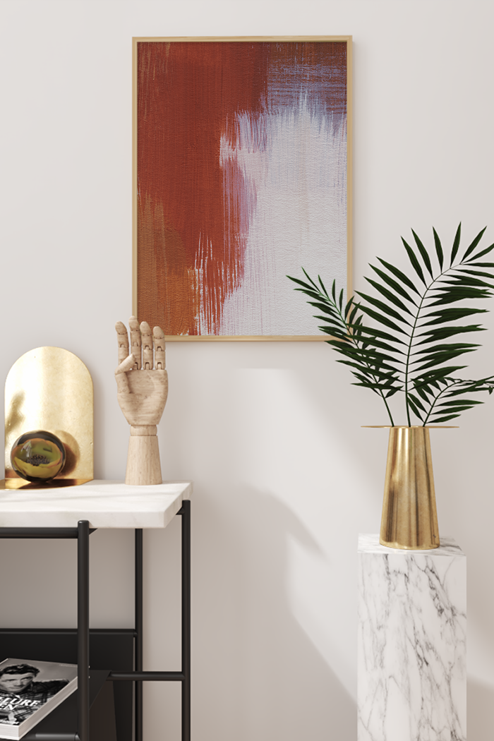 Red Beige Abstract Art