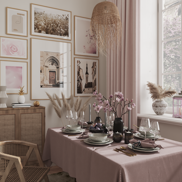 French Country Modern Dining Room Wall Design Ideas Brown Purple Decor Nature Photography