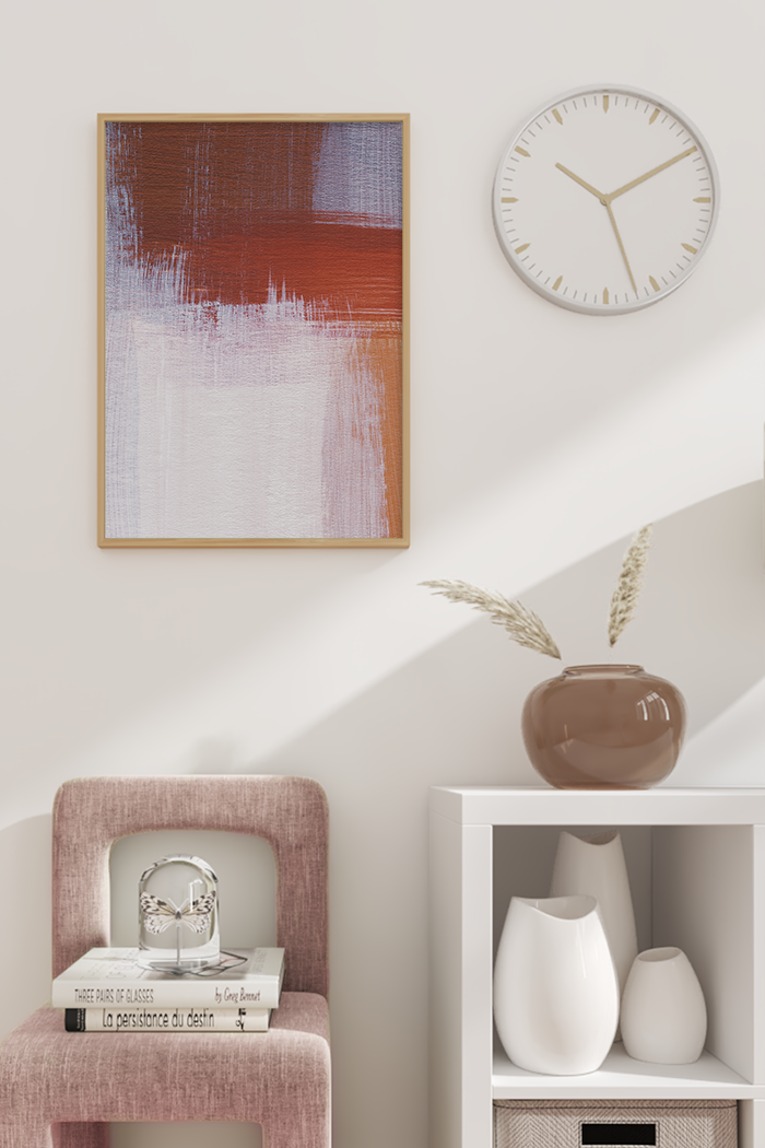 Orange White Oil Print