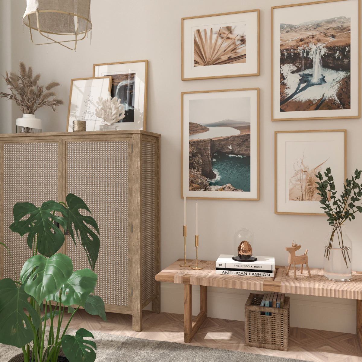 Blue and Brown Gallery Wall Modern Nature Scenery Prints Pictures for Master Bedroom - Gallery Wall Idea - Montronc.com