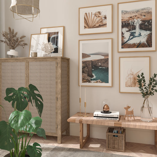 Blue and Brown Gallery Wall Modern Nature Scenery Prints Pictures for Master Bedroom - Gallery Wall Idea - Montronc.com