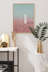 Pink Field White Door Poster
