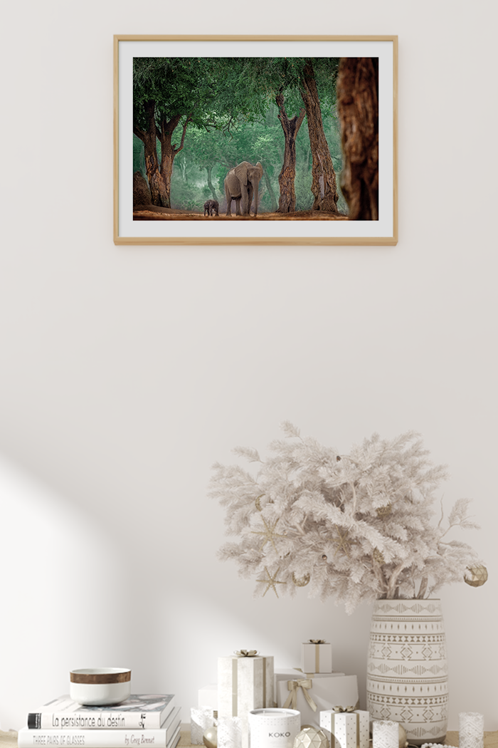 Mother and Baby Elephant Poster