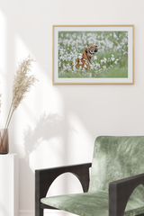 Tiger in Flower Bush Poster