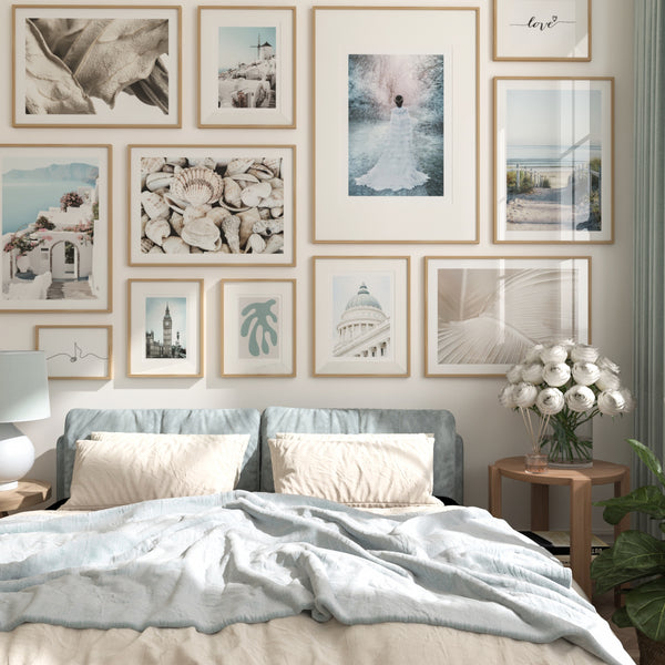 Light Blue Nature Wall Art Modern Beige Photo Prints for Bedroom Gallery Ideas